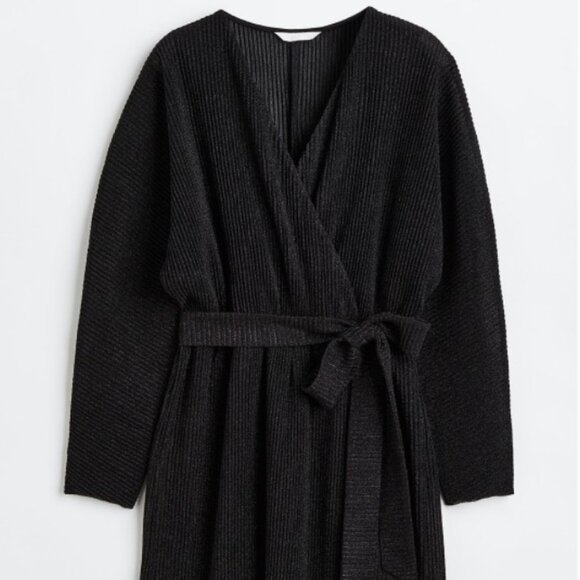 H&M - glittery wrap dress - black - size XS - Picture 1 of 11